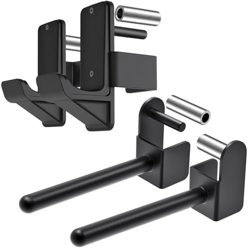 Kipika J-Hooks and Weight Plate Holder Set for 2 x 2 Power Rack with 5/8 or 1 Hole - Squat Rack Attachments for Strength Training and Weight Storage - Fits Standard 1-inch Weight Plates.