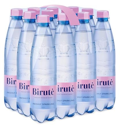 BIRUTE Natürliches Mineralwasser mit Kohlensäure 500 ml (12er Pack) Für maximale Hydratation, Reich an Essenziellen Mineralien wie Calcium, Magnesium, Perfekt Ausgewogene Natürliche Elektrolyte