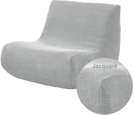 Highdi Stretch Lazy Sofabezug 1 Sitzer, Jacquard Sofabezug ohne Armlehnen Sofahusse Schonbezug Weicher Sofa Überzug Waschbar Sofaüberwurf Wohnzimmer Sofaschoner Hund Katze Sofaschutz (hellgrau)