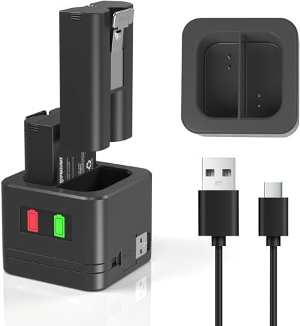 Replacement Battery with Charger Station, 2 Pack 6040mAh 3.65V Li-ion Battery Compatible with Ring Video Doorbell 2/3/3 Plus, Video Doorbell 3, Ring-Spotlight Camera