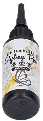 3D-UV-Harz-Eyeliner, 20 Ml Fassungsvermögen, UV-Harz-Styling-Stift, Einzigartige Form, Heim-Transparentstift für Konturen (BLACK)