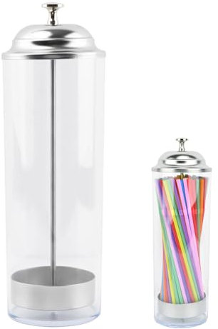 Straw Dispenser, Plastic Straw Holder with Lid, Retro Drinking Straws Vintage Container Holder for Bar Straws, Kids Straws, Sticks, Short Straws