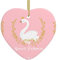 Niedlicher Schwan Weihnachtsbaumschmuck, Keramik-Ornament, personalisierbarer Druck, Herzform, hängende Ornament