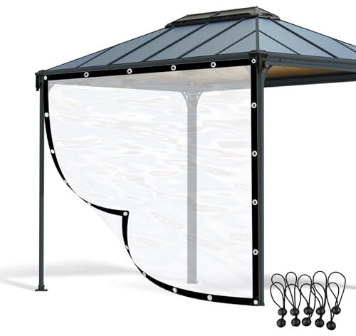 Tenda a pannello in vinile trasparente per esterni, impermeabile, in polietilene, tende a pannello per portico, pergola, gazebo, 5 x 2 m