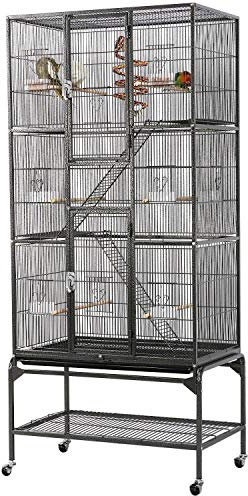 Yaheetech Large African Grey Parrot Bird Cage for Budgies/Conures/Parakeets with Detachable Stand