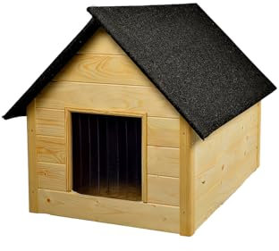 WOODOK – Hundehütte für Hunde bis 20 kg – Hundehaus aus Holz – Isoliert & Wetterfest – Ideal für Winter & Regen – Innenmaße 82x58x47 cm (Holz, 82x58x47 cm)