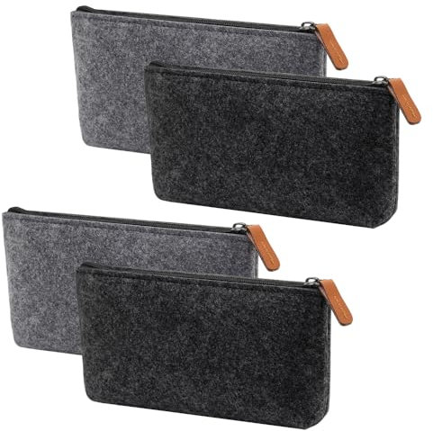 YDHfdc Federmäppchen 4 stück Filz Mäppchen Multifunktions Kosmetiktasche Filz Federtasche mit Reißverschluss für Stifte, Bleistifte, Schreibwaren, Bürobedarf, Kosmetik