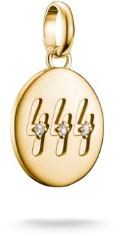 Thomas Sabo Charm pendant angel number 444 with stones Connect gold-plated 18-carat Gold-plating, Recycled 925 Silver