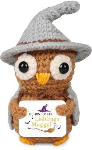 WenmthG Anti Stress Kleines Geschenk Gestrickte Eule für Frauen Männer Freunde Kollegen und Familie, Lustige Geschenke Pocket Hug Magische Eule Positive Kartoffel Deutsch Ersatz - 1 St
