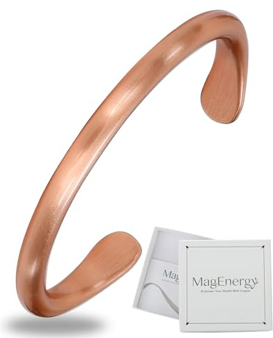 MagEnergy Bracelet en cuivre pour homme et femme, 100 % pur cuivre, brut, solide et non revêtu, fait à la main, bracelet tibétain intemporel