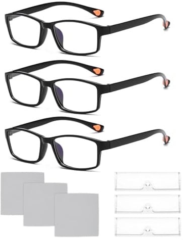 Donvuka 3er-Set Autozoom Lesebrille, Intelligente Autozoom Brille mit Brillenetui und Brillenputztuch, Tragbare Anti-Blaulicht Anti Blaulicht Brille Herren Damen, Fokusanpassung Klare