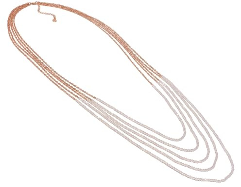 VLNET ® | Vestopazzo collana multifili con cristalli in vetro rosa | rose gold | lunghezza 82+6,5 cm | lavorazione artigianale | nickel tested
