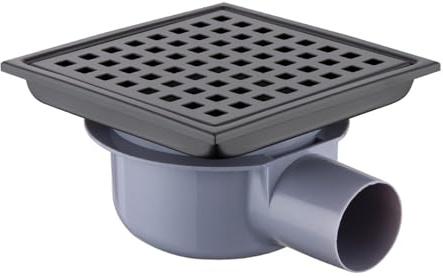 NEWFUN Bodenablauf DN 50,15 * 15cm Bodenablauf Edelstahl, Geruchshemmender, Positiv und Negativ Verwendbar, Doppelte Filterung, Verfliesbar, Silber