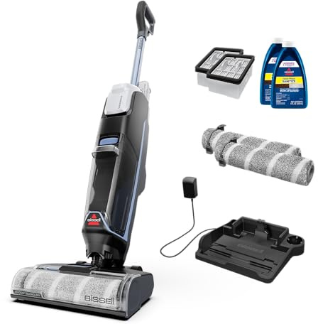 Bissell CrossWave Edge 4329G - Aspirapolvere e mocio senza fili, per pavimenti con pulizia dei bordi ZeroGap, rotolo di spazzola senza grovigli, rotoli di spazzola extra, filtri, soluzione detergente