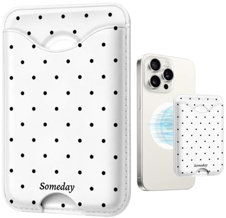 TOXXU Polka Dots Magnetic Wallet Compatible with Magsafe Wallets for iPhone 17/16/15/14/13/12 Series Pro Max Plus Cute Phone Magnet Card Holder Fit 3 Cards for Women Girl Lether Mag Safe White