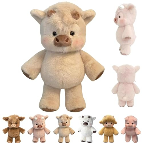 TETGSET Moomoo Plüschtier, 45 cm Running Cow Plush, Zum Kuscheln und Spielen Geeignet, um Stress Abzubauen, Laufende Kuh – Kuscheltier Als Geschenk für Jungen und Mädchen (Khakifarbene Rinder)