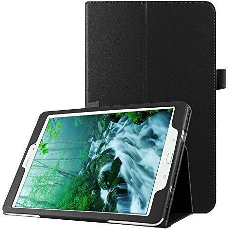 subtel Étui avec Stand intégré pour Tablette Samsung Galaxy Tab S2 9.7 (SM-T810 / SM-T813 / SM-T815 / SM-T819) - Cuir synthétique, Couleur Noir Housse Pochette bookstyle Case avec Protection 360°