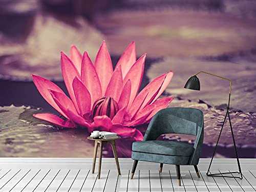 Fotomural Vinilo Pared Zen Flor de Loto efecto vintage | Fotomurales pared | Fotomural Decorativo | Vinilo Decorativo | Varias Medidas 200 x 150 cm | Decoración comedores, salones | Diseño Elegante