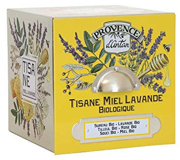 Tisane d'antan au Miel de Lavande Bio de Provence - 24 SACHETS BIO, Tilleul, Rose, Lavande, Sureau, Miel, Cynorhodon, Souci Fleur