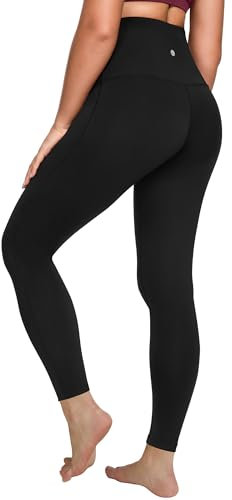 QUEENIEKE Damen Sport Leggings Hohe Taille Blickdicht Yoga Leggins Sporthose Bauch-Straffung Workout Gym Yogahose - 68 cm (Schwarz, 34-36)