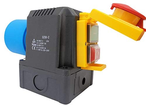Schalter- Stecker Kombination DZ08-2 230V mit NotAus Klappe - Baugleich: KEDU KOA2Y