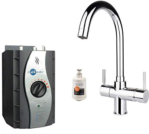 Insinkerator 3N1 J Shape Instant Hot Boiling & Mains Water Tap, Tank & Filter