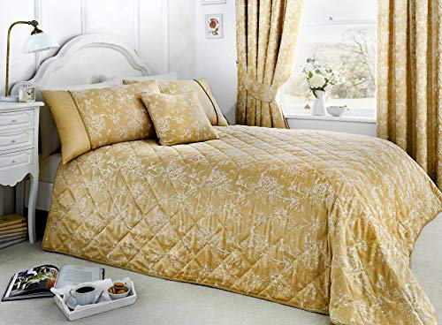 Dreams & Drapes Serene Jasmine Tagesdecke, pflegeleicht, gesteppt, 240 x 220 cm, Champagner-Gold