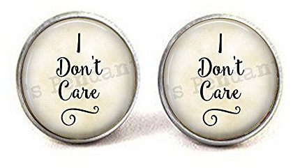 Manschettenknöpfe mit witzigem Zitat I don't care - indifference - sassy - I don't care Cufflinks