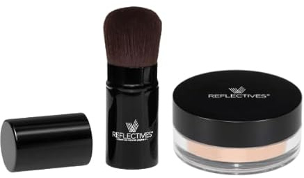 REFLECTIVES MINERAL MAKE-UP PUDER SET incl. Taschen Kabuki Pinsel mit ausgezeichneter Deckkraft (neutral - hell)
