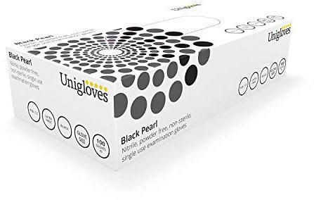 Unigloves Black Pearl Powder-Free Disposable Nitrile Examination Gloves (Large)