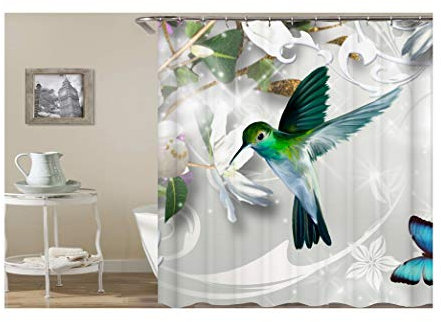 AmDxD Rideaux Douche Oriental Colibri Rideau de Douche Coloré Rideau Baignoire 180x200CM