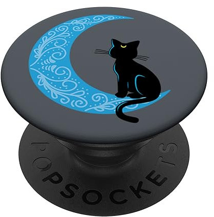 PopSockets Schwarze Katze Halbmond Mond Seemann Mama PopSockets PopGrip: Ausziehbarer Sockel und Griff für Handys/Tablets mit Tauschbarem Top