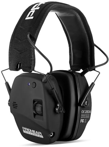 PROHEAR 030BT Cuffie Poligono Elettroniche Tiro Sostituibile Cuscinetti Orecchie, SNR 27dB Riduzione del Rumore Regolabile, Protezione dell'Udito de Caccia Amplificate Suono, Bluetooth-Nero