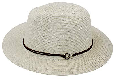 Sombrero Panama de Paja ala Ancha con Arco Mujer para el Sol y Playa de Verano (LU-211-Crema, 58cm)