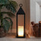 Festive Lights - 74cm Tall Oslo Lantern - Black Outdoor Candle Light, Warm White LED, Soft Glow Flame Effect - Battery Operated, Timer Function, Open Frame Metal Design, Stylish Garden & Patio Decor