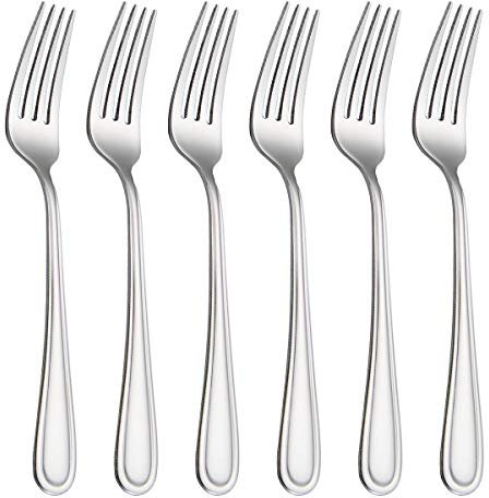 HISSF Tenedores de cena de acero inoxidable 18/0 de 6 piezas para el hogar, cocina, restaurante, lavavajillas, 7.99 pulgadas, plateado