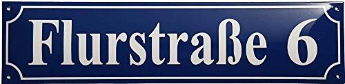 Hausnummernschild - Format 500 x 120 mm - Hausnummer - Emaille - Wetterfest - Türschild - Hausnamenschild. Farben Blau Grün Anthrazit Weiß Dunkelblau. mit Wunschtext J.Pfaffenzeller