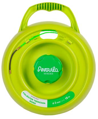 Anguila Max | Winder | Enrollador | Especial Tubos Estrechos | Poliéster Trenzado Triple | Color Verde | Diámetro 3mm | 18 metros