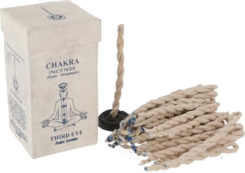 Chakra Incense, Nepal Räucherschnüre, Third Eye/Palo Santo | Traditionell gefertigte Räucherschnüre, Duft: Weihrauch, Inhalt: 32 g, inkl. Keramikhalter, unterstützt Meditation