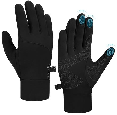 anqier Fahrradhandschuhe Herren Damen Winter Thermo-Handschuhe Touchscreen Handschuhe Anti-Rutsch Winddicht für Autofahren Radfahren Skifahren Arbeiten Outdoor Schwarz