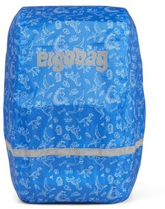 ergobag Regenschutz für Schulranzen und Rucksack, wasserdicht, mit Reflektoren und Gummizug Dinosaurier - Blau