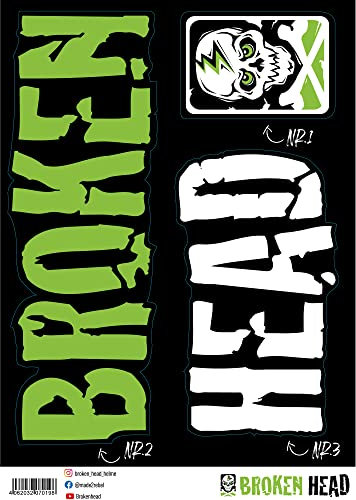Broken Head Aufkleber Bogen Big Basic A3-Format - Sticker - Decal - Dekor - Sponsoren Aufkleber für Auto, Motorrad usw.