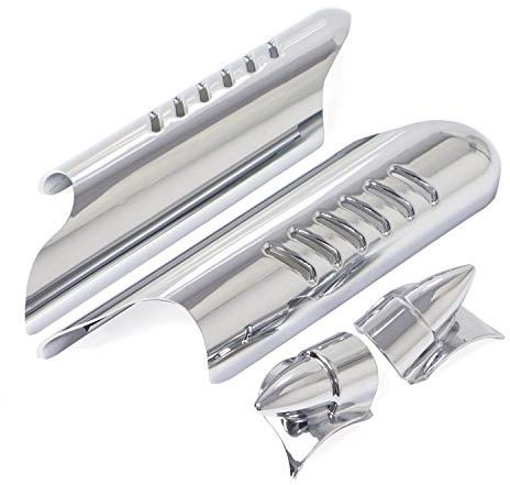 BID4ZE Chrome Lower Fork Leg Cover Deflectors Guard Cover for Harley Touring Electra Road Street Tri Glide 2000-2013