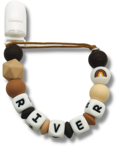 FLUFFY CLOUDS Dummy Clip Personalized Pacifier Holder Soother Stroller Chain Silicone | Baby Boys Girls Name