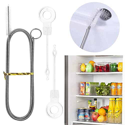 Reinigungsbürste Set mit 1 Stück 150cm Kühlschrank Reinigungsbürste, 2 Stück Kolben, Flexible Nylon Pfeifenreiniger Bürste, Bürste Schlauchbürste, Reinigungswerkzeug für Kühlschrank, Abflusslöchern