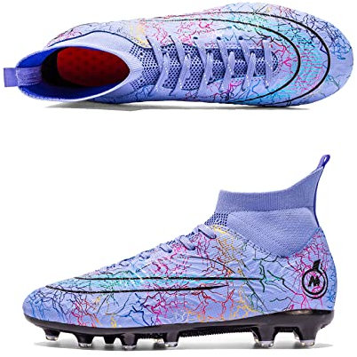 Scarpe da Calcio Competizione Unisex Bambino Uomo High Top Spike Ramponi Scarpe da Calcio per Scarpe da Calcio Ragazzo, viola 68, 37 EU