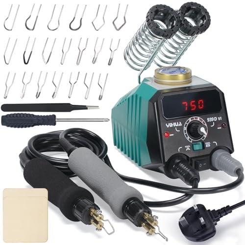 YIHUA 939D-VI Dual Pen Wood Burning Kit with Digital Display with 20 Wire Nibs, Detachable Wood Burning Pen, 2 Wood Pieces, Tweezers Used as Wood Burning Tool and Branding Iron for Wood