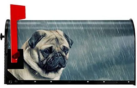 Briefkastenabdeckung mit magnetischem Saugnapf, Motiv: lustiger Mops, wasserdicht, beidseitig konsistent