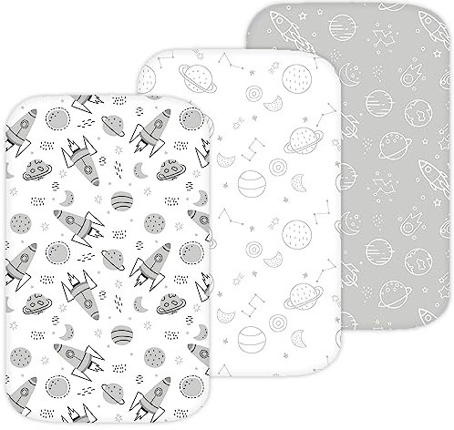 TansyPanda Stubenwagen-Bettlaken für Airclub, AMKE, LovliTod Baby, Bonbay, Bellababy Nachttisch Stubenwagen von TansyPanda, 3-teilig, 50,8 x 83,8 cm, ultraweich, atmungsaktiv, eng anliegende Passform