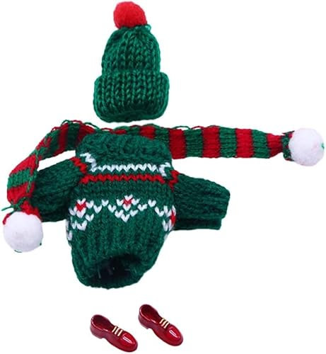 STETHI Weihnachten Puppe Kleidung Kostüm Zubehör, Weihnachten Elf Puppe Zubehör Set Weihnachten Miniaturen Spielzeug Mini Kleidung Ornamentschristmas Kunst Liefert für 1/12 Puppenhaus (C)